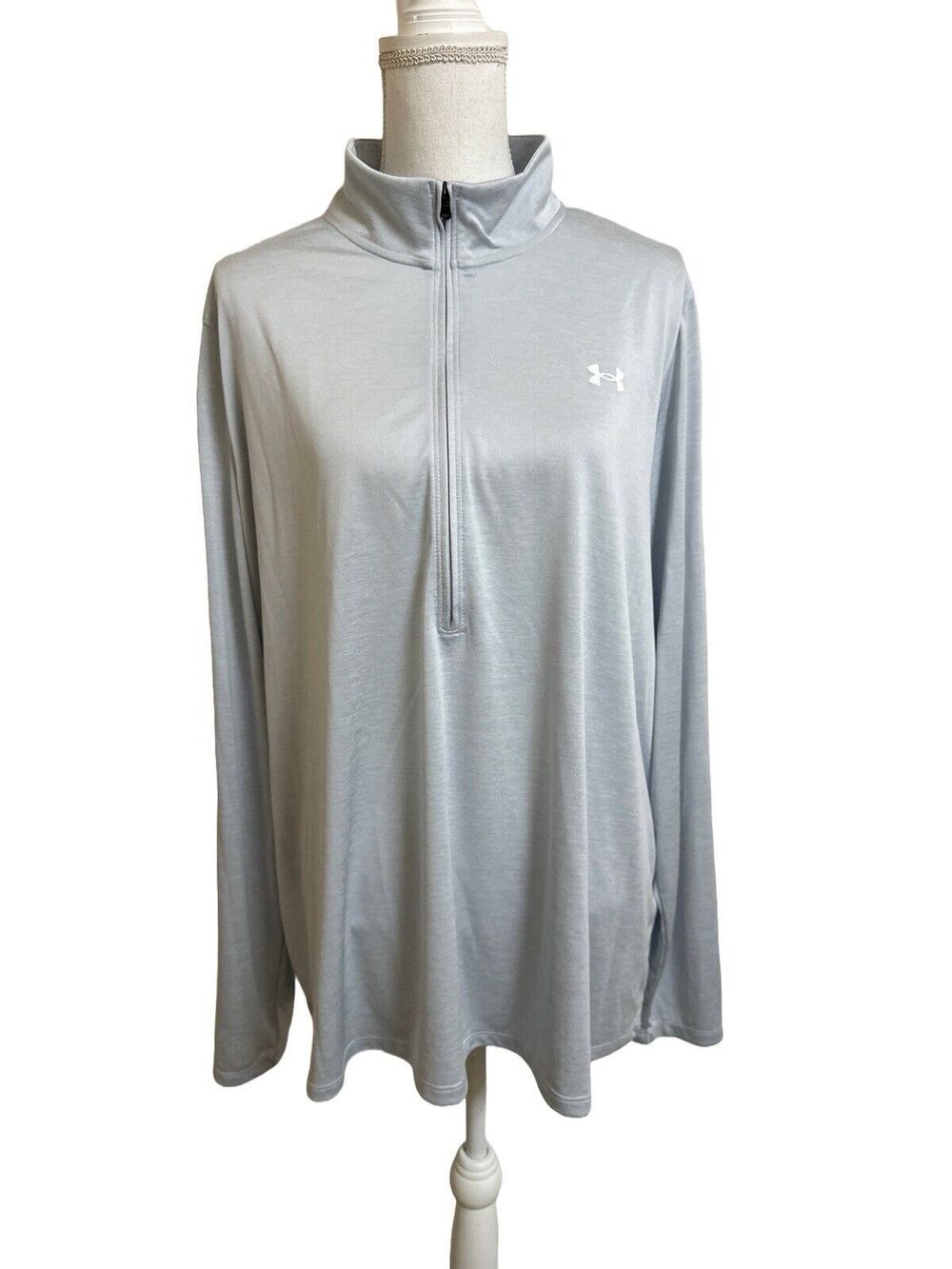 Under Armour Women's 2X Plus Size Tech Twist Half Zip Long Sleeve 1/2 Zip Gray
